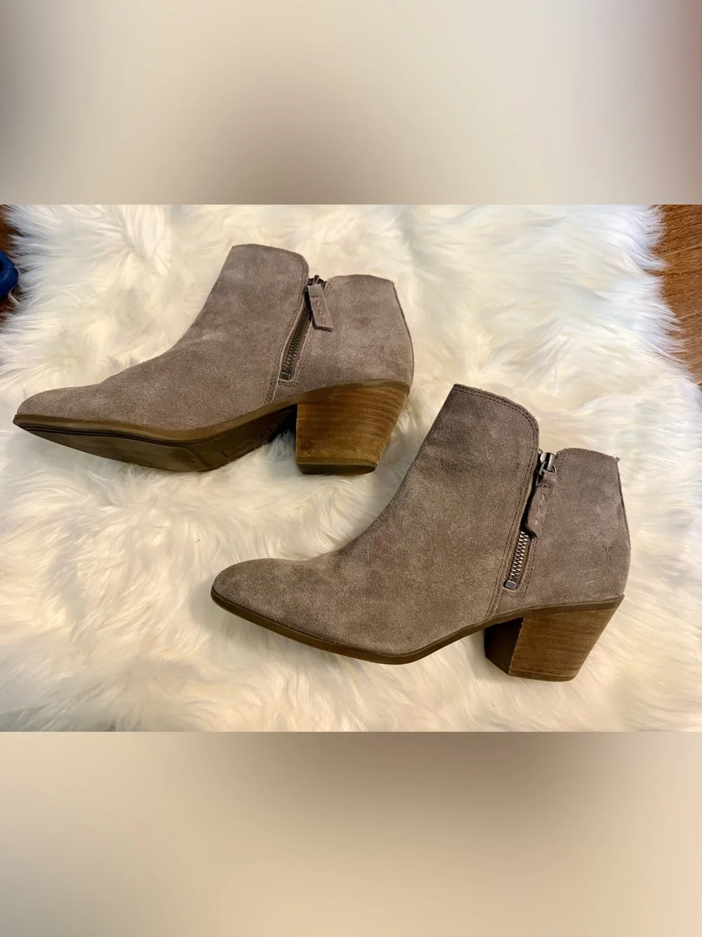 FRYE Women's Suede Ankle Booties in Taupe Size 9.5